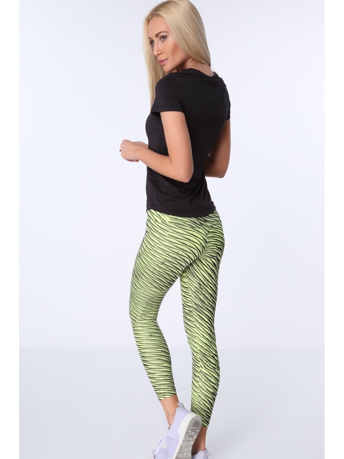 Yellow patterned sports leggings MR15285 - Online store - Boutique